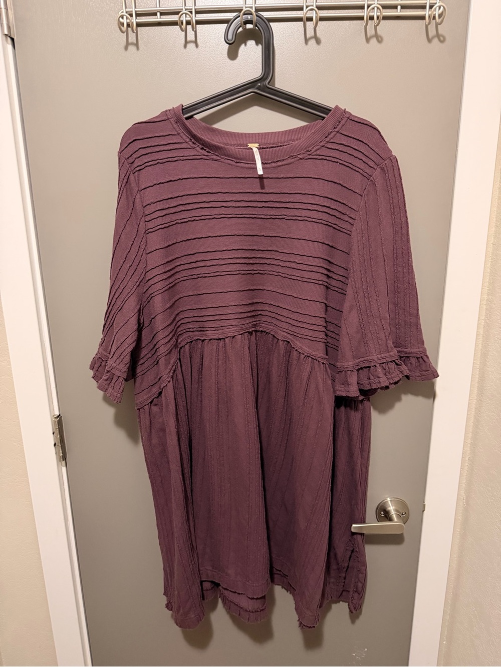 Free People Plum Textured Babydoll Dress